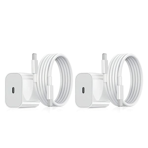 Sommarrea 2-pack - Laddare för Samsung 25W Adapter+Kabel USB-C Snabbladdare White Vit