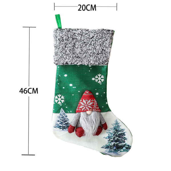 Julstrumpor 3-pack, 18 tum Stora 3D Tomte Juldekoration