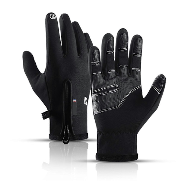 Heta påskerbjudanden! Unisex Vinter Termiska Handskar Portabla Vattentäta Pekskärm Cykelhandskar För Utomhusbruk A0020 SVART A0020 BLACK XL