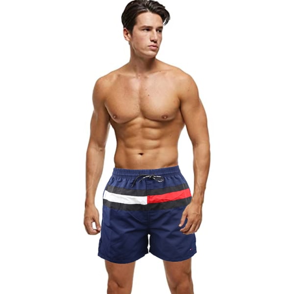 Badbyxor för män Snabbtorkande badshorts med fickor och meshfoder, sommar fritids fitness shorts