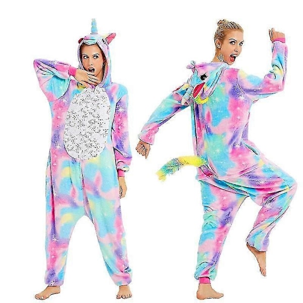 Heta påskerbjudanden! Enhörningskatt Onesies Vuxna Djur Stitch totoro Onesie Kvinnor Män Par Vinter Pyjamas Kostym Sovkläder Hemmakläder-xindaren 3d ca 3d cat 10t(height 125-135cm