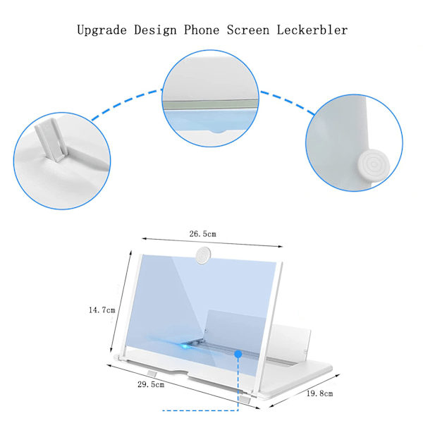 Mobiltelefon skärmförstorare, skärmförstoringslins för mobiltelefon kompatibel med alla smartphones