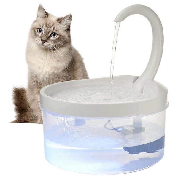 Vattenfontän, automatisk husdjursvattenfontän med utloppsläge, transparent design, hundvattenspridare för katter, hundar, flera husdjur