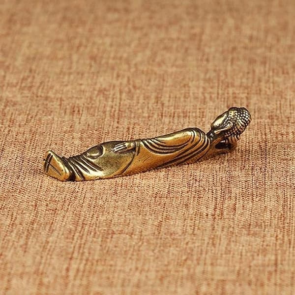 Mässing Mini Retro Liggande Buddha Dekor Staty Skulptur Figuriner Samlarföremål Liten Buddha