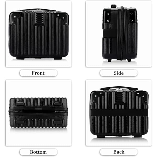 Makeuptaske til Rejser - Hård Kosmetiktaske Organizer, Mini ABS Bærbar Kuffert Sort sort