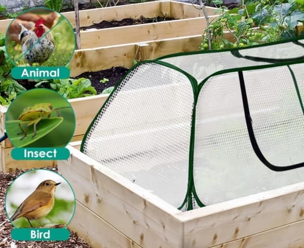 Växthustäcke för odlingslåda 114×56×41 cm, trädgårdsväxthus och skyddsnät för växter