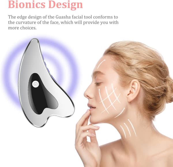 Elektriskt Gua Sha-verktyg för ansiktet, Gua Sha-platta med vibration, värme och ljusterapi