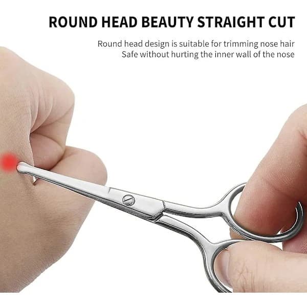 Nose Hair Scissors, Stainless Steel, Small Scissors with Round Tip Design, Does Not Harm the Nasal Cavity