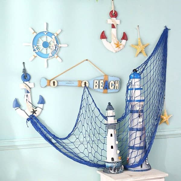 Decorative Fishing Net, Mediterranean Wall Decor Pirate Beach Theme Party Decorations KLB