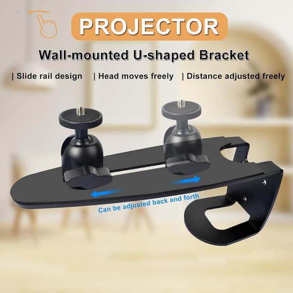 Adjustable Projector Mount, Wall Mounted Projector Bracket, 360° Rotating Projector Stand