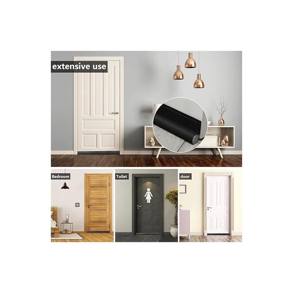 96 cm One-Sided Door Draft Stopper - with Weatherstrip, Waterproof and Insect-Proof Door Draft Stopper (Black)