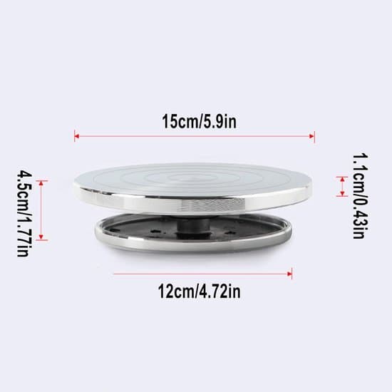 Keramisk dreieskive – Dreieskive – Keramisk forming – Manuell sveivdrift – 15 cm – Sølv