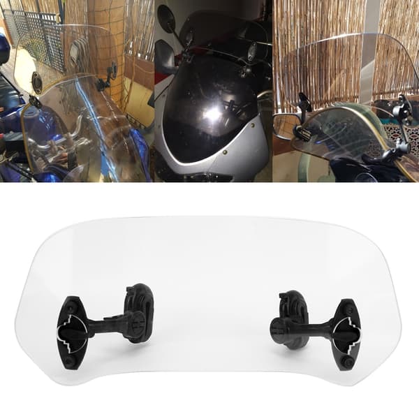 Motorcycle Windshield Extension Riser Windscreen Adjustable Wind Rain Air Deflector Add-on Spoiler Screen (Clear)