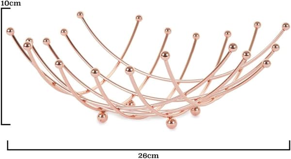 Fruktskål i kobber, oppbevaring, god gaveidé, robust, elegant og moderne design, størrelse: 26x11cm