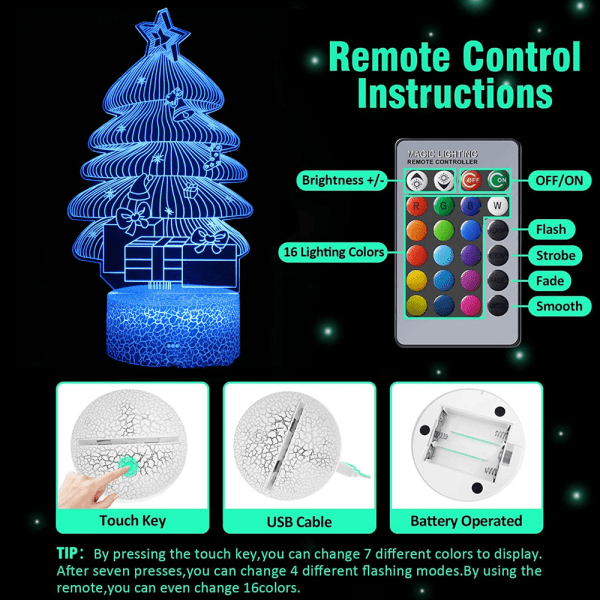 IC Christmas Tree Series 3D Table Lamp, LED Creative Gift Colorful MY-1214
