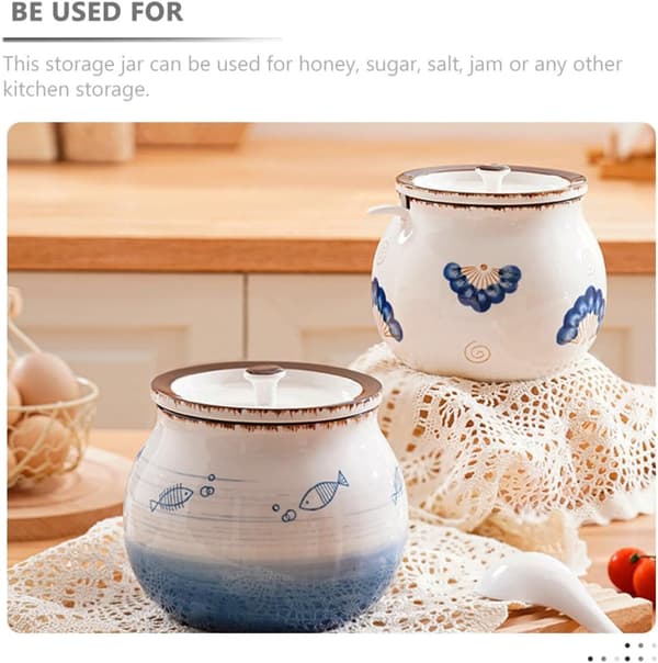 Oil Jar Storage Jar 1200 ml Ceramic Multifunctional Easy to Clean Lid Unique Design for Buffets and Parties