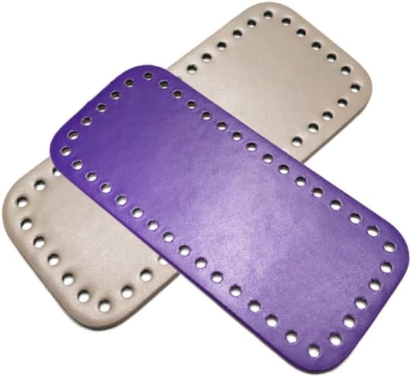 PU Leather DIY Bag Bottom for Crocheting, Square Grey Crocheted Bag Bottom Shaper