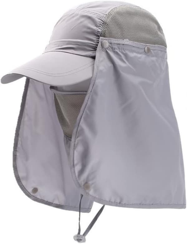 Light Grey Sun Hat for Fishing Beach Wide Coverage Face Anti-UV Sun