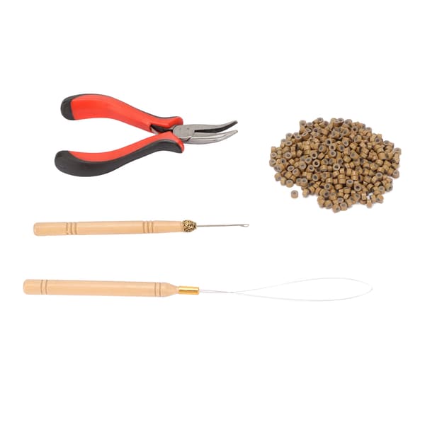 Hair Extension Tools Micro Silicone Rings Beads with Pliers Pulling Hook Crochet Needle Hair Styling Extension Tool 7 200pcs Hair Rings