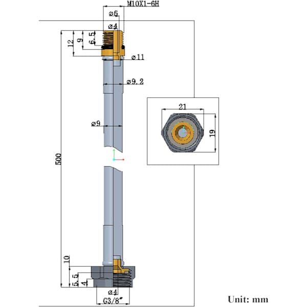 Armored hose connection pipe G 3/8 DN6 60cm long for water tap