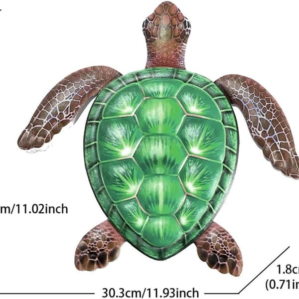 Metallic Sea Turtle Beach Outdoor Hanging Wall Decor