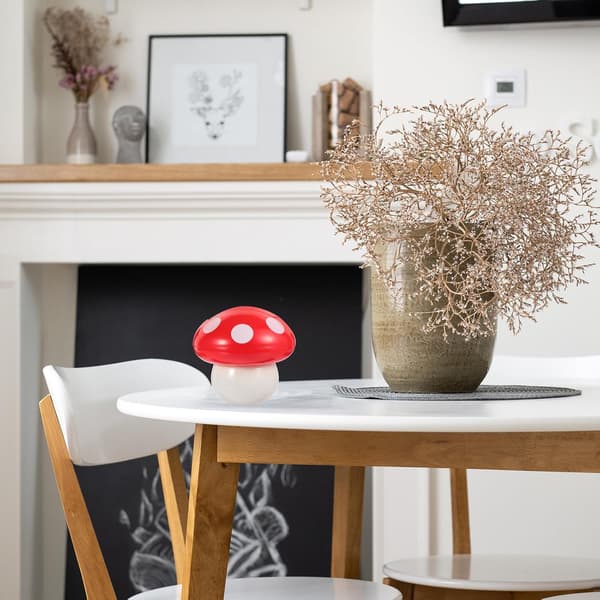 Mini Mushroom Trash Can with Lid, Red and White Desktop Bin for Office and Living Room