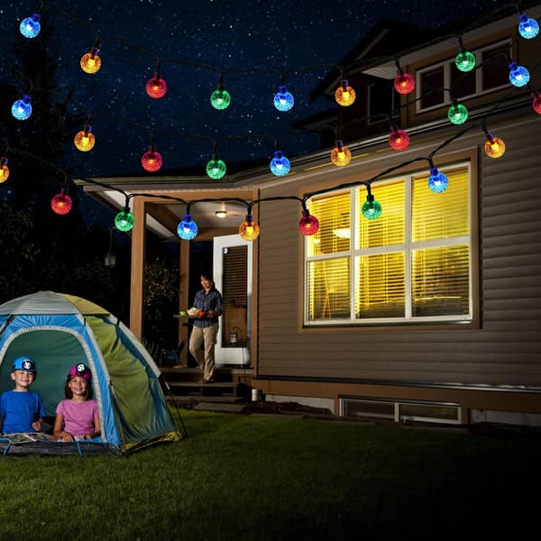 Udendørs solcellelamper - 12M 100 LED solcellelamper, 8 tilstande solcellelamper til have, jul, fest (flerfarvet)