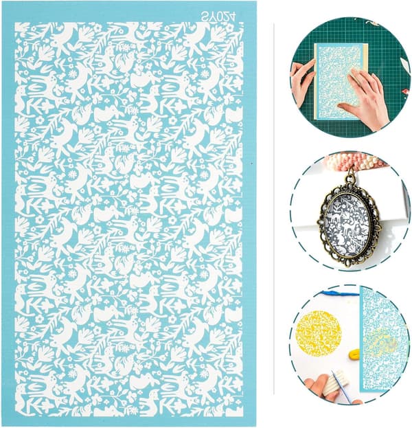 Rabbit Clay Template Reusable Silk Screen Stencils for Polymer Clay Crafts Portable Silk Screen Template