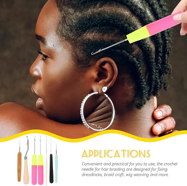 Dobbeltendte heklenåler med bambushåndtak for dreadlocks for hårfletting og parykkmakeri