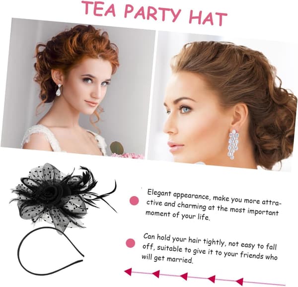 Fascinator Hovedbeklædning til Kvinder, Meshslør Te-Partyhat, Bryllups- og Balhåraccessorie