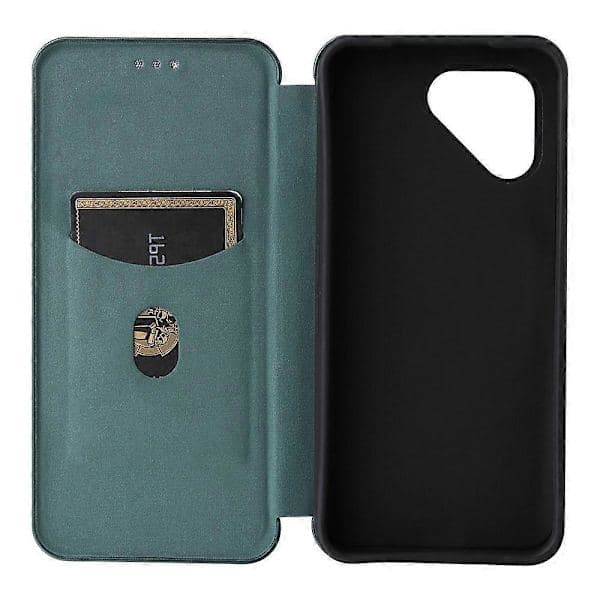 Kompatibelt etui til Fairphone 6 med kulfibertekstur, dropsikkert PU-lædercover til telefonen Grøn