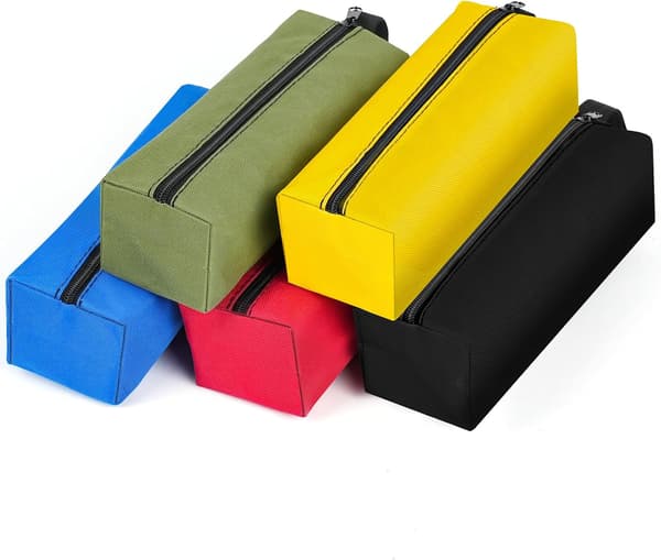 5-pack: Small Tool Storage Bag - Canvas Zipper Pouch for Screwdrivers, Pens, and Small Items