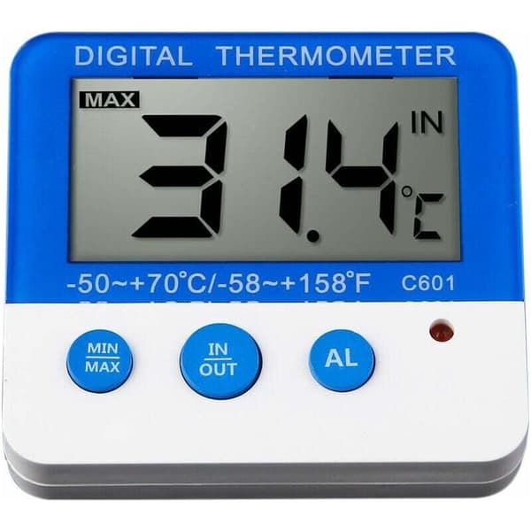 Digitalt køleskabstermometer med alarm og letlæselig Max/Min temperaturvisning (LCD)