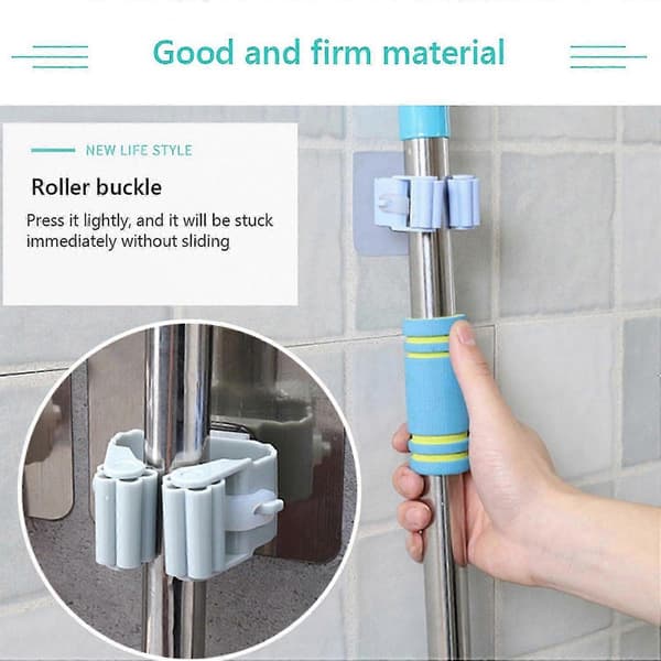 Wall Mounted Mop Holder Organizer Brush Mop Hanger Storage Rack Kitchen Tool