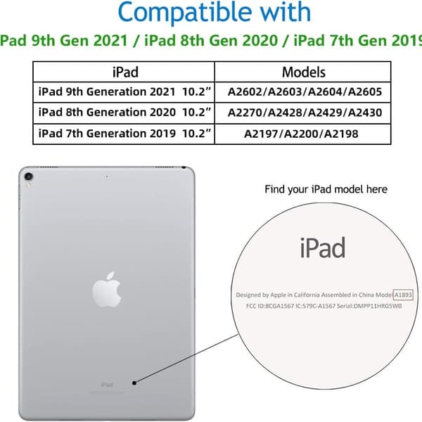 Futteral kompatibelt med iPad 10,2 tommer 2021/2020 iPad 9./8.