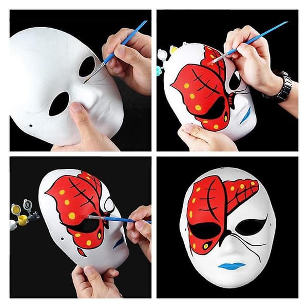 30-pack 2 storlekar pappersmachémasker Skapa konstnärliga hantverksprojekt från väggdekorationer till teater