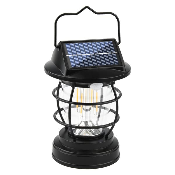 Solar Powered Camping Lantern with Motion Sensor, Waterproof, 9 x 15.8 cm, Black, Dual Charging Mode