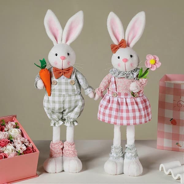 Easter Bunny Decoration Large Plush Rabbit with Telescopic Extendable Legs for Spring Table Decoration (FMY)