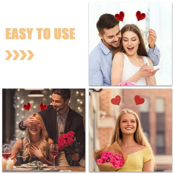 2 stk. Valentinsdag hårbånd til kvinder med rødt hjerte design og hårtilbehør til romantiske Valentinsdag fester