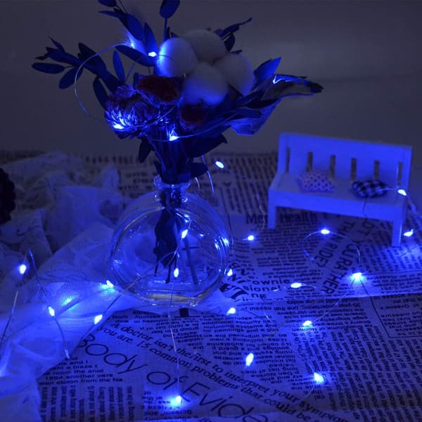 50 LED 5M/16FT LED-slingor Silvertråd (Blå) Blå Blue