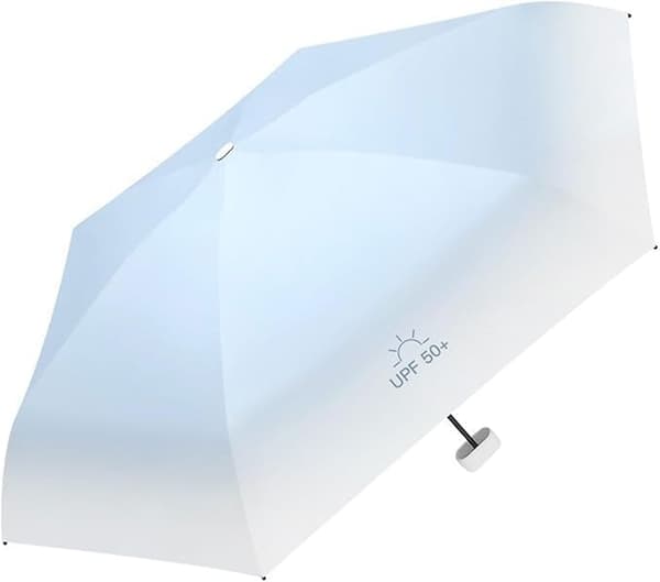 Mini rejseparaply til pung, lille kompakt UV-paraplybeskyttelse sol, let bærbar paraply vindtæt, gradient himmelblå