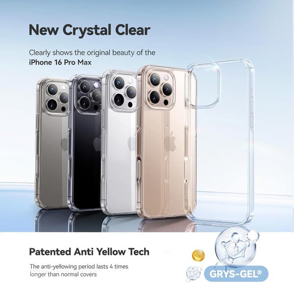 Crystal Clear Case Designed for iPhone 16 Pro Max, Shockproof Protective Phone Cover Slim Thin Case for iPhone 16 Pro Max, Transparent