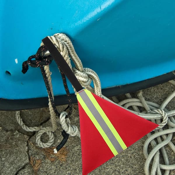 Red Reflective Kayak Travel Safety Flag with Webbing Tow Warning Accessory