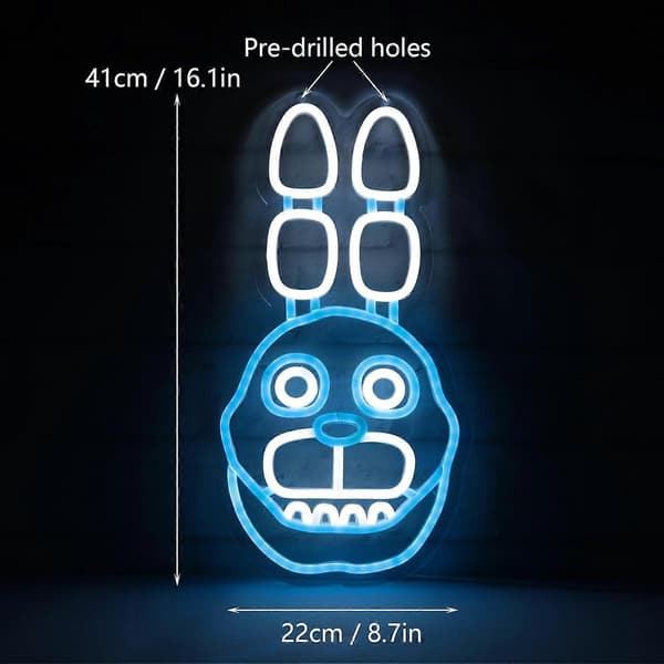 Kanin Neon Skyltar för Five Nights at Freddy's Bonnie, LED Väggdekor för Sovrum, Barnrums Presenter, 40 cm