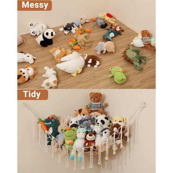 2-pack Toy Storage Hammock, Boho Toy Storage Hammock for Stuffed Animals - Hanging Stuffed Animal Organizer