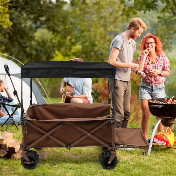 Outdoor Camping Wagon Canopy Cover for 8-inch Stroller, Foldable Portable Sunshade Rain Cover