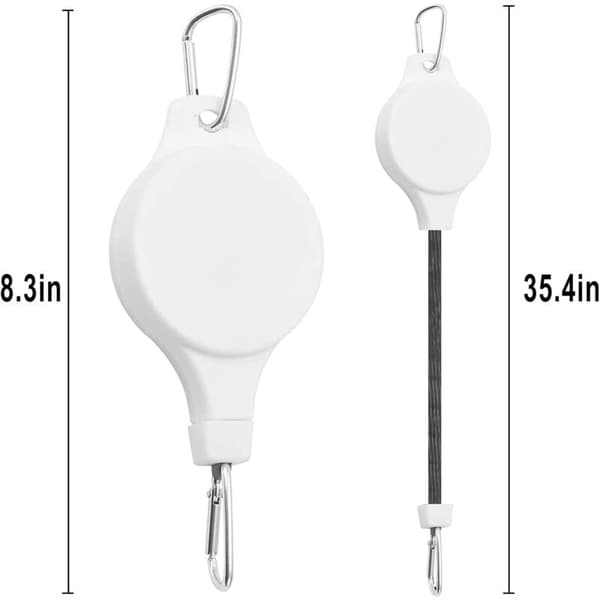 2-pack Hanging Basket Pulley, Adjustable, Robust, with 3 White Ceiling Hooks for Hanging Plant Baskets