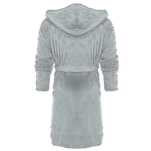 Vinter Fleece Badekåpe Dame Badekåpe Med Hette Fluffy Håndkle Teppe Badekåpe Grå