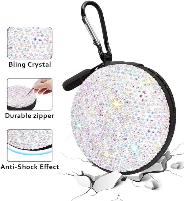 Hovedtelefonetui Ørepropper Små Bæretasker Bling Rhinestone Krystal