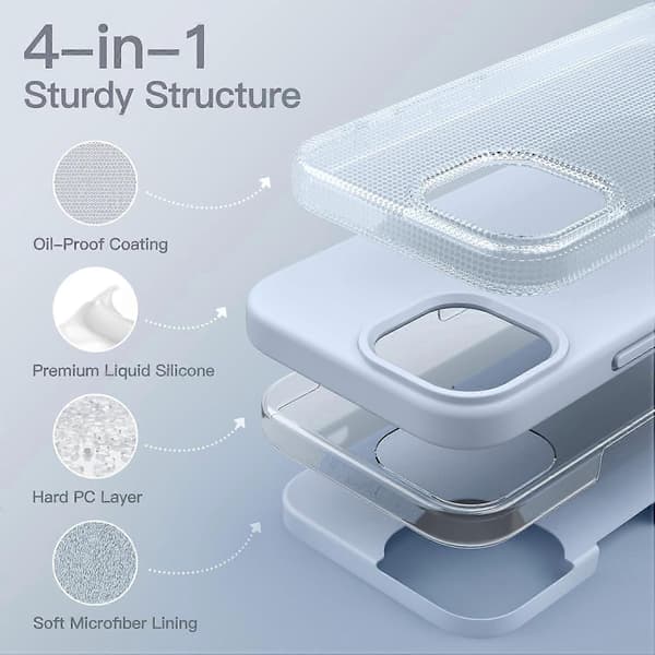 Silicone Case for iPhone 15 6.1 inch, Silky Full Protective Phone Cover, Shockproof Case (Blue)